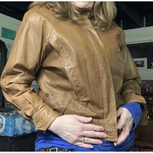 Norma Modell Vintage leather jacket 1980 Bomber Tapered Oversize 38 M